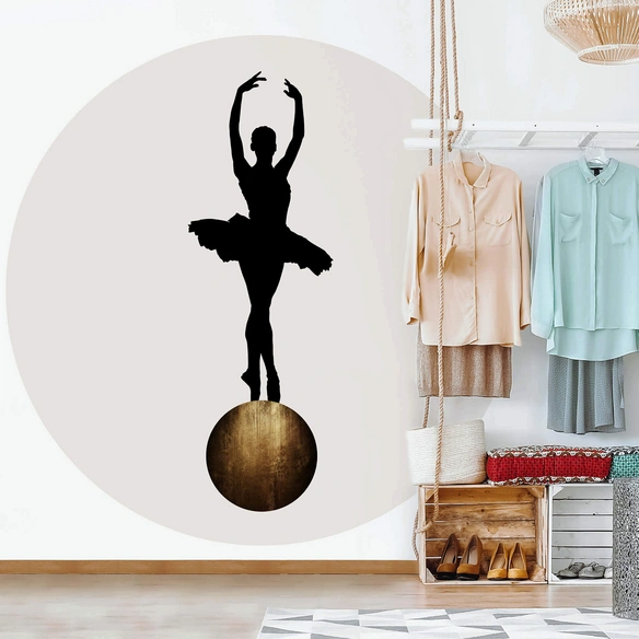 Vliestapete »Runde Vliestapete«, Kubistika Ballerina Vollmond, mehrfarbig, matt