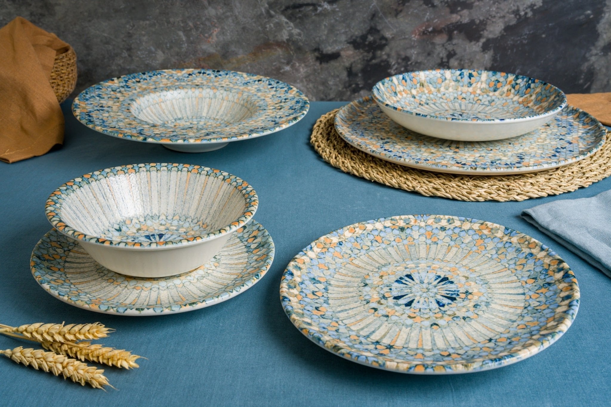 Bonna Gebaksbord - Luca Mosaic - Porselein - 19 cm - set van 6