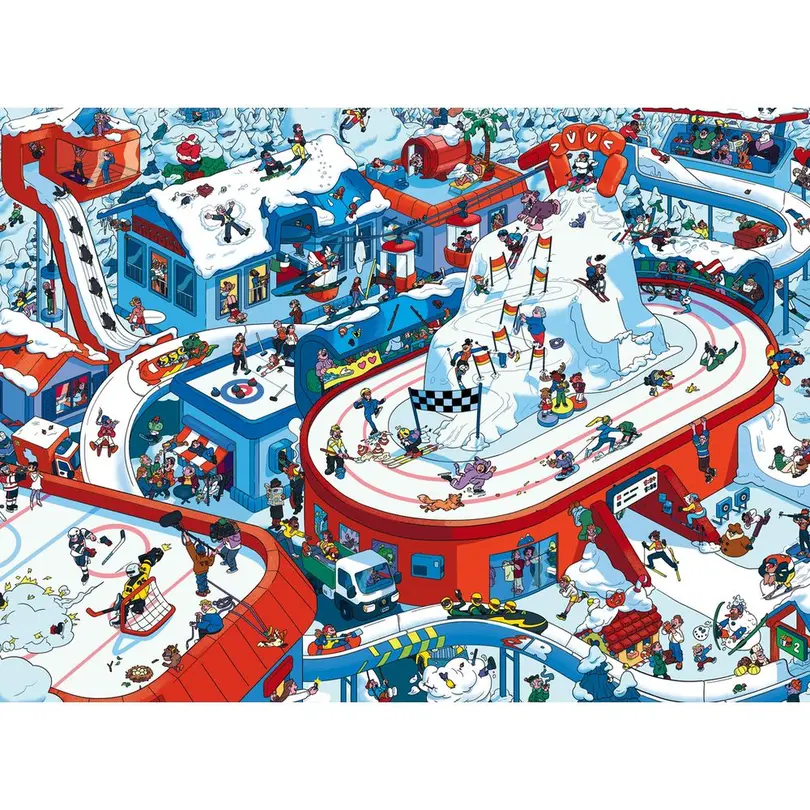 Puzzle 200-teilig Trubel im Winterdorf