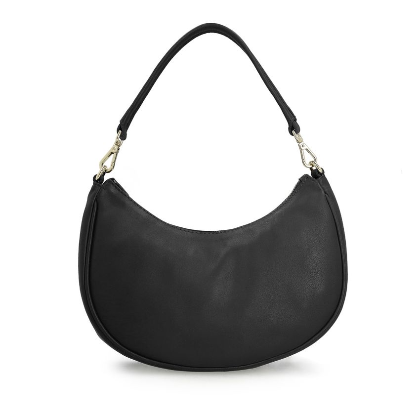 Manfield Zwarte leren handtas