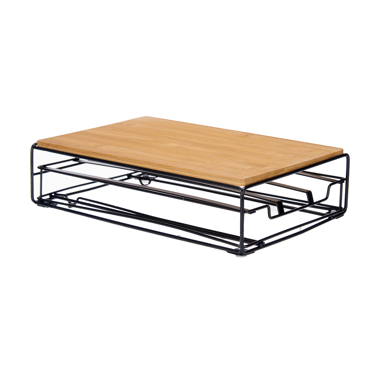 Suporte para 15 cápsulas em metal e bambu