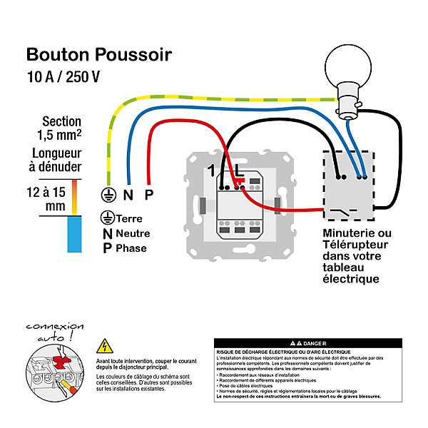 Interrupteur double poussoir 10A Schneider Electric Unica Déco blanc