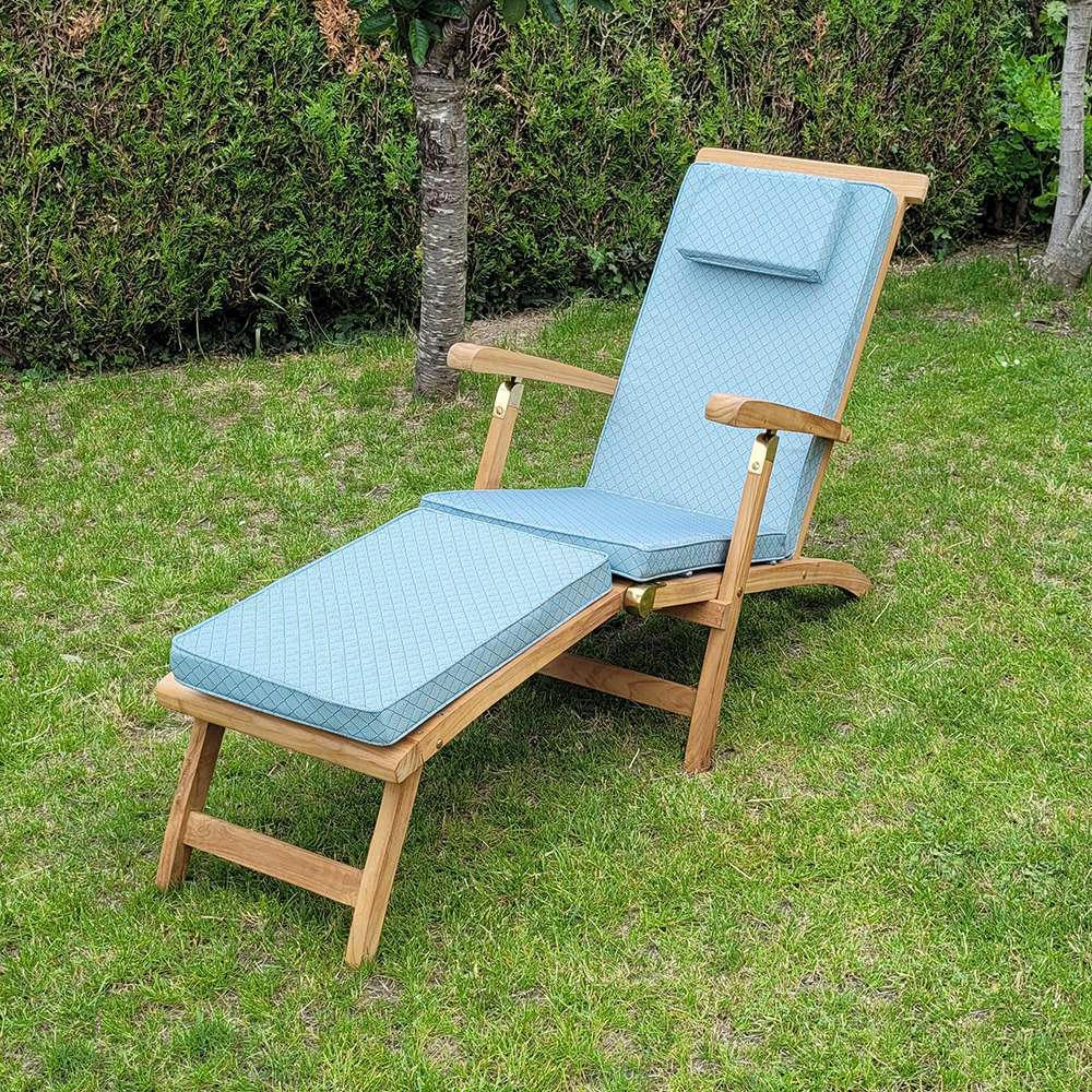 BAHIA - Matelas à motifs gris/blanc pour chaise longue