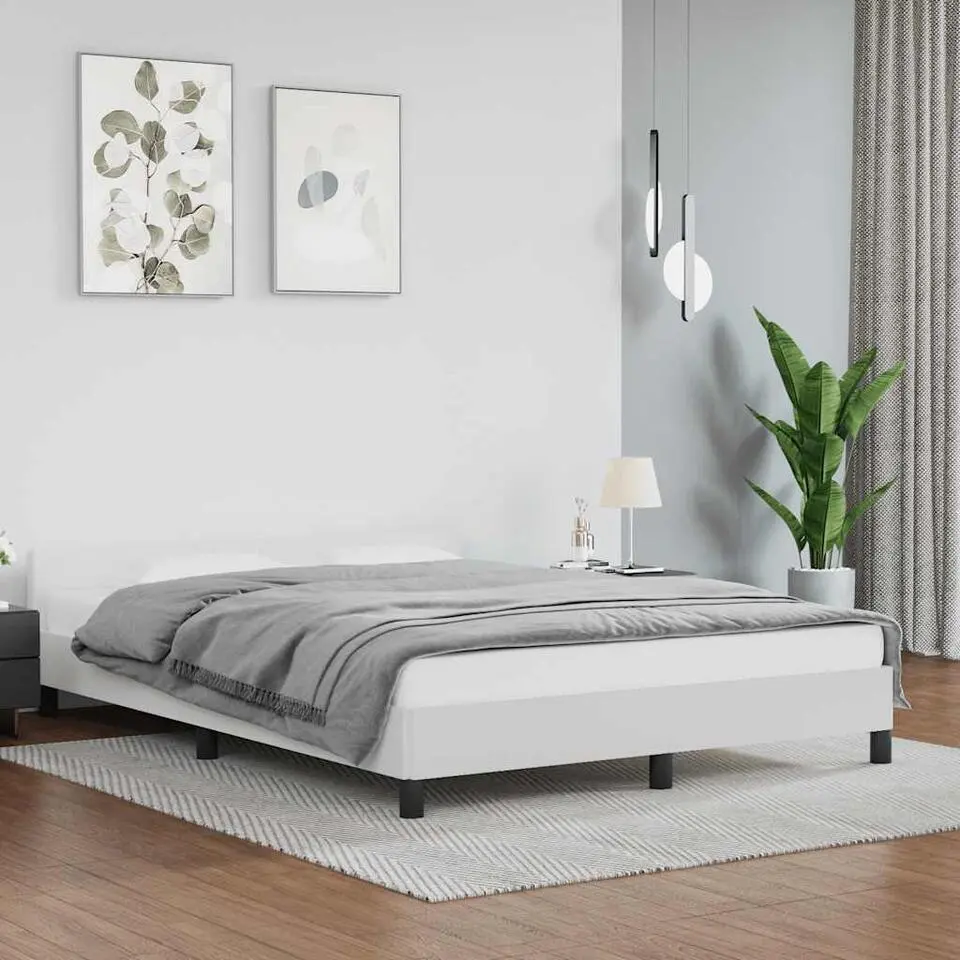 vidaXL - Bed frame met hoofdeinde zonder matras - Wit - 140x200 cm