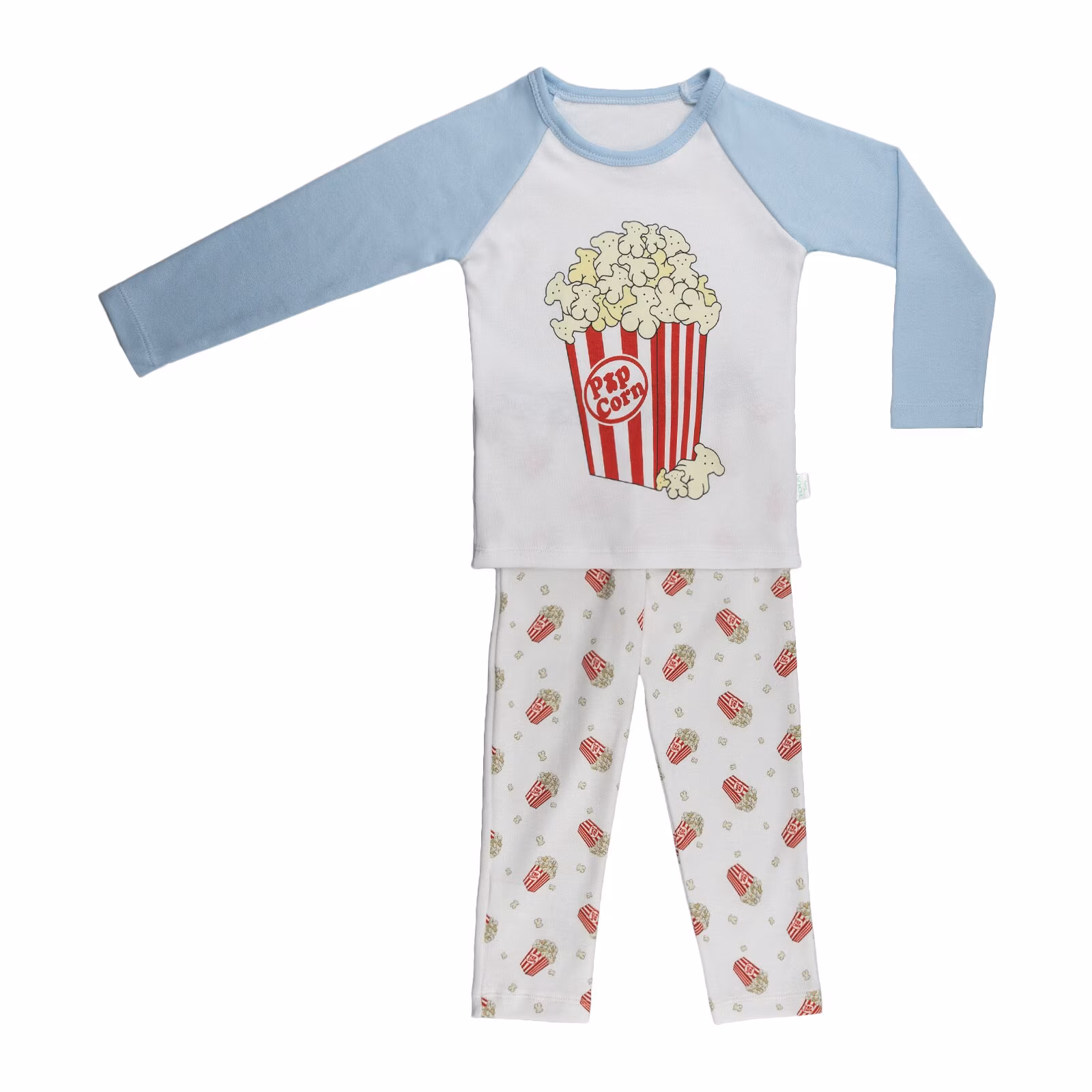 Pijama Party Pop Corn Azul Celeste