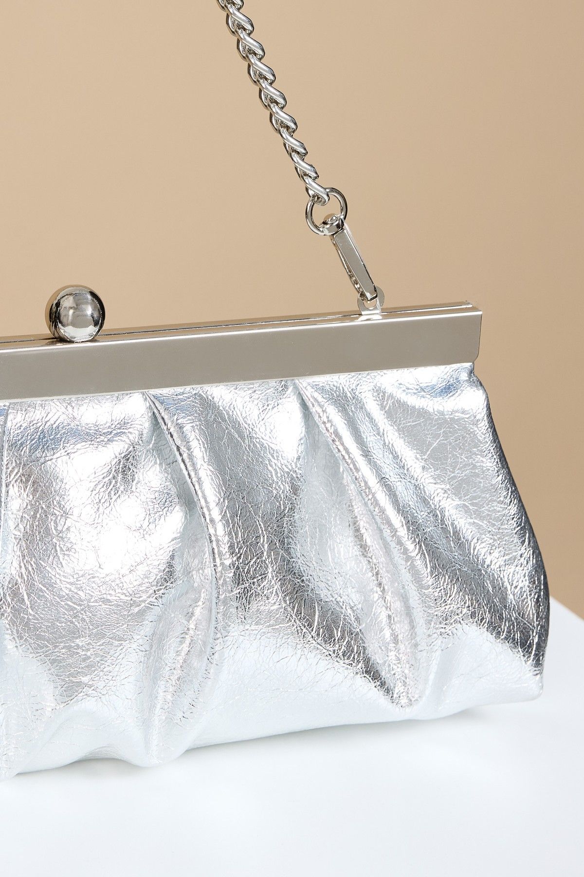 Little Mistress Metallic Silver Elongated Clutch Bag