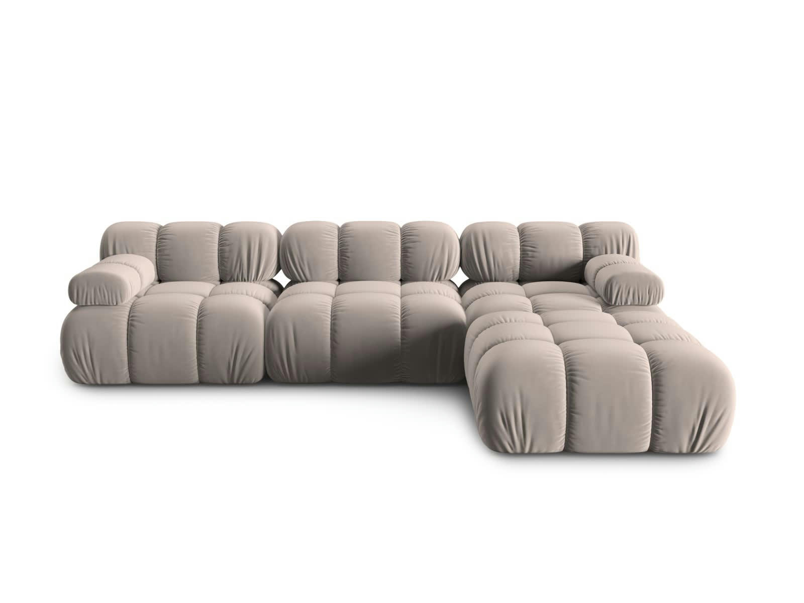 BELLIS - Canapé modulable 4 places en tissu velours beige