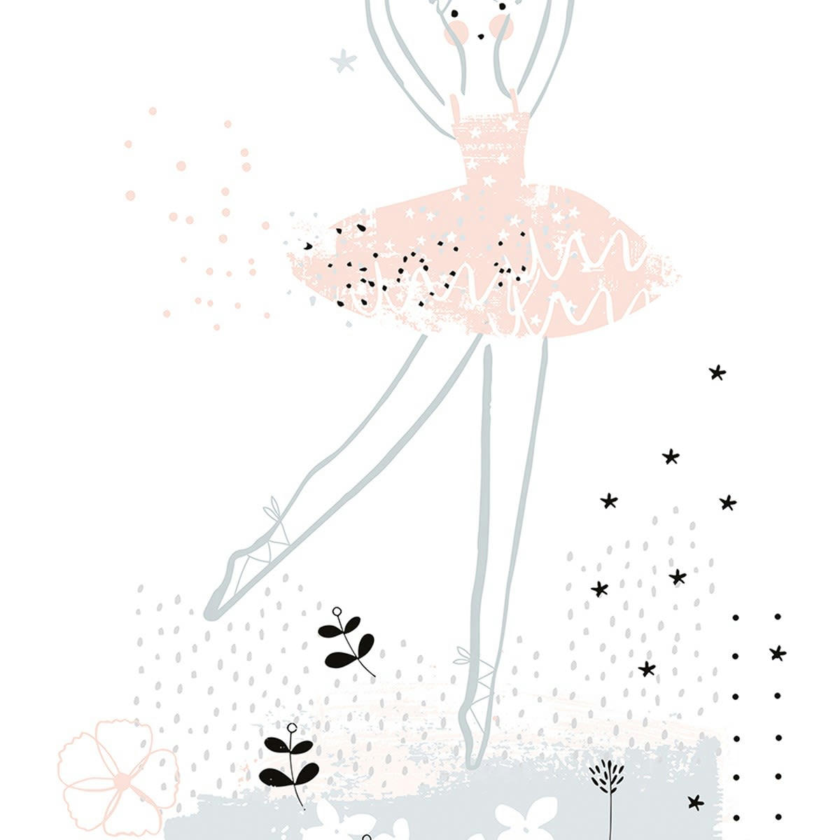 BALLERINA - Affiche danseuse pirouette en Papier Rose