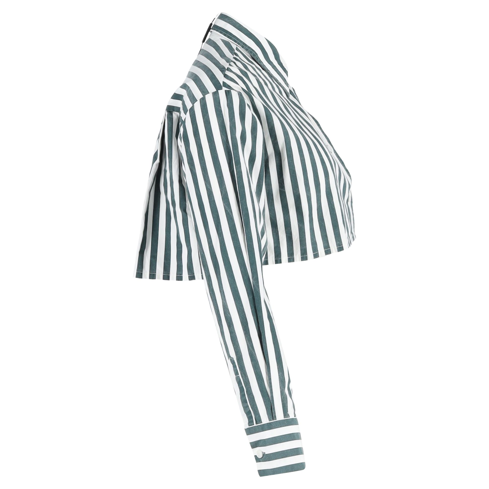 The Frankie Shop Preloved Stripe Long Sleeve Crop Shirt in Multicolor Cotton