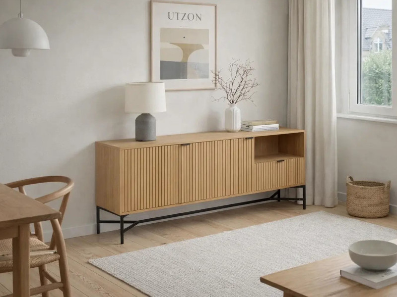 Komoda Lamel loft 180 cm, kolor dębowy