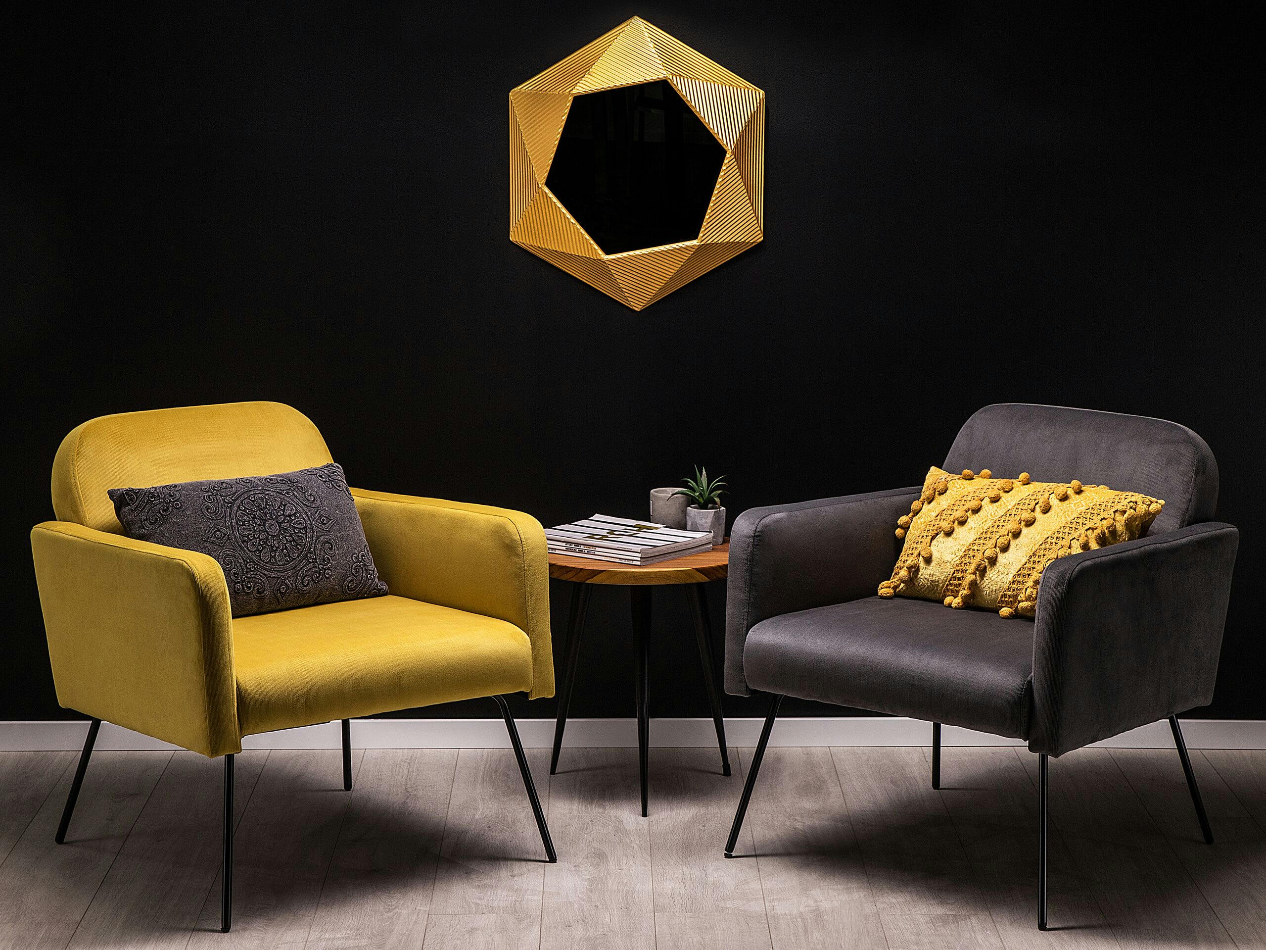 NARKEN - Fauteuil en velours jaune