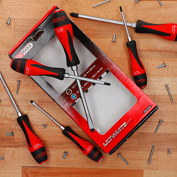 KS Tools - 922.6120 - Boîte de 6 tournevis ULTIMATEmax à lame traversante, 5,5 à 8 mm - PZ1 à PZ3