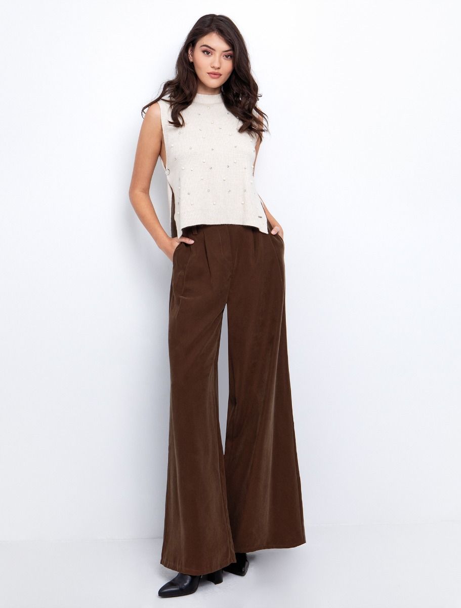 Wide leg παντελόνι viscose