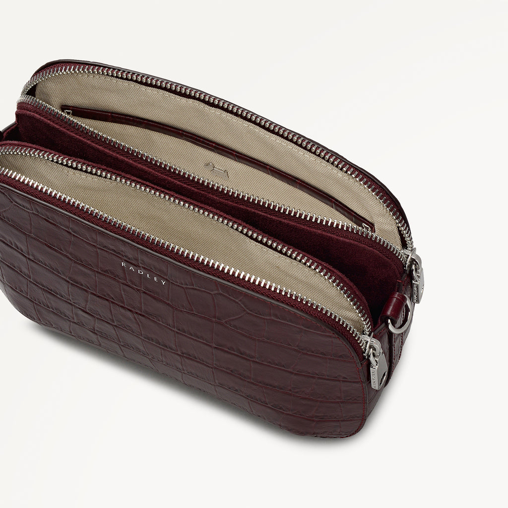 Dukes Place - Faux Croc - Medium Ziptop Cross Body Bag