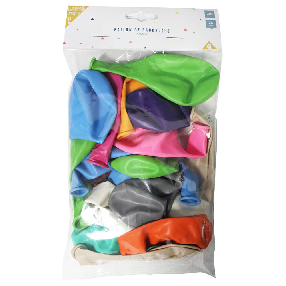 Ballon de baudruche multicolore x20