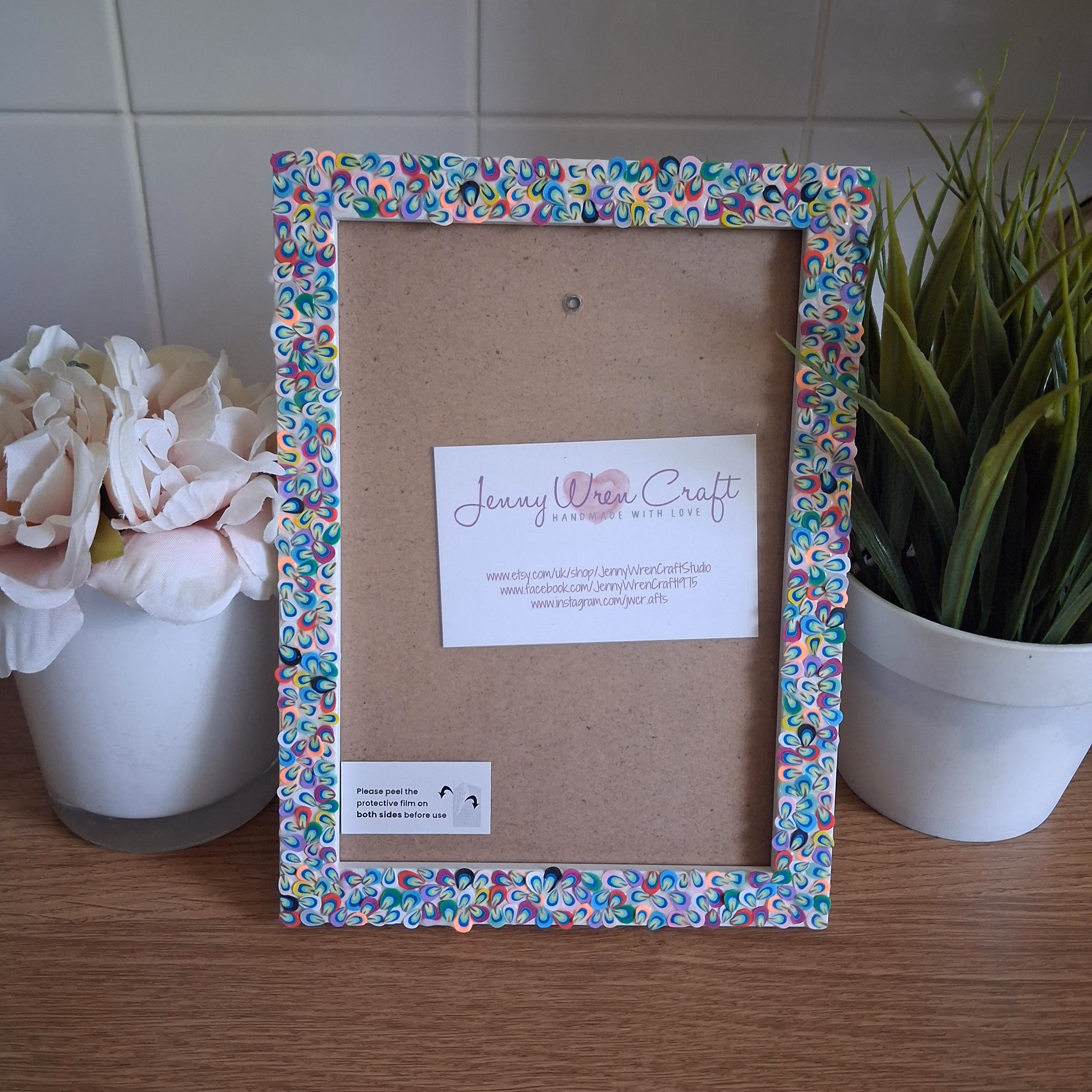 Colourful Feather Clay Slices Photo Frame 5 x 7 inches