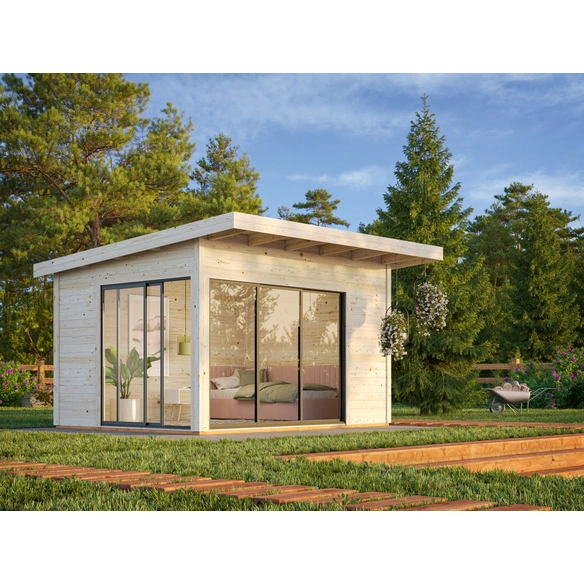 Gartenhaus »Andrea Slide Plus«, B x H x L: 390 x 264 x 300 cm, Braun, tauchgrundiert