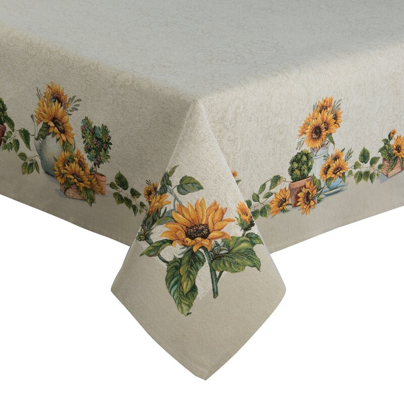 Obrus 140x180 gobelinowy naturalny kwiaty