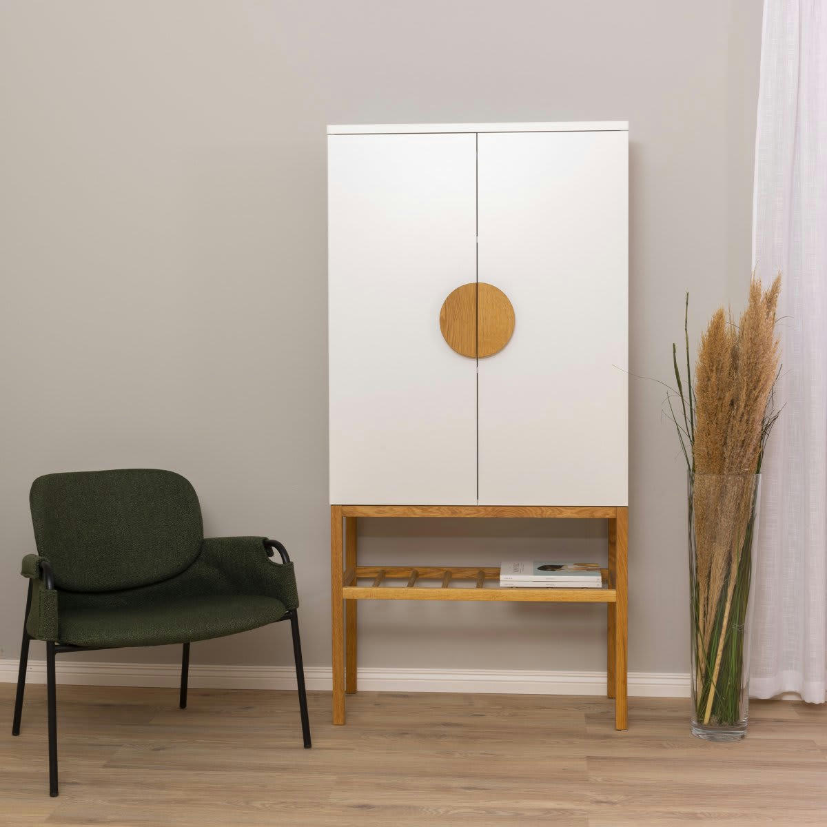 ATOUMA - Buffet haut 2 portes en bois blanc