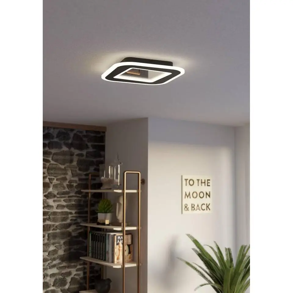 EGLO Macchioni Plafonni&egrave;re - LED - Kunststof - Zwart/Wit - Afstandsbediening