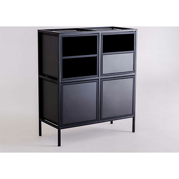 Commode Skap Bois Noir 88 x 40 x 102 cm 88 x 40 x 102 cm Noir