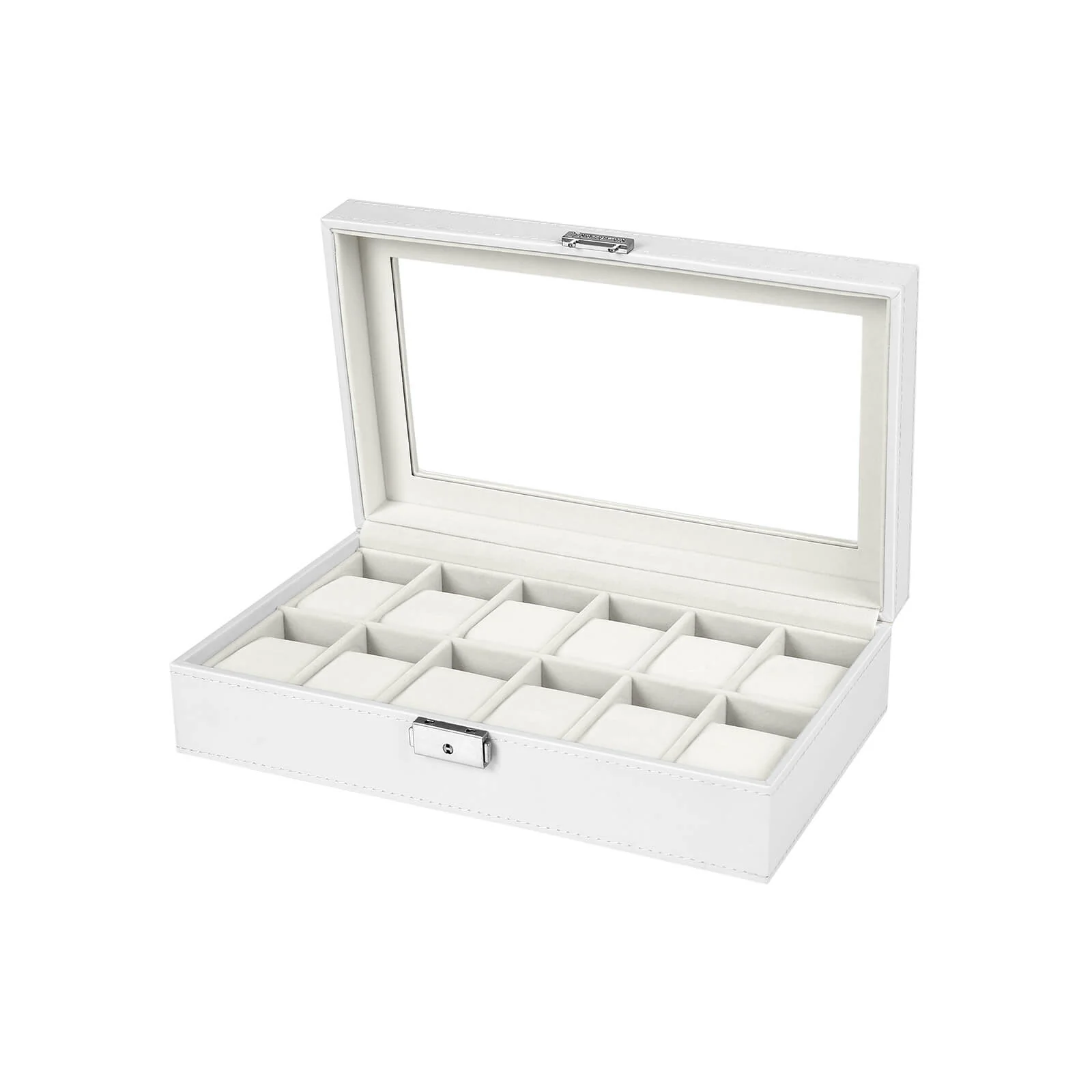 Boîte à montres 12 cases blanc
