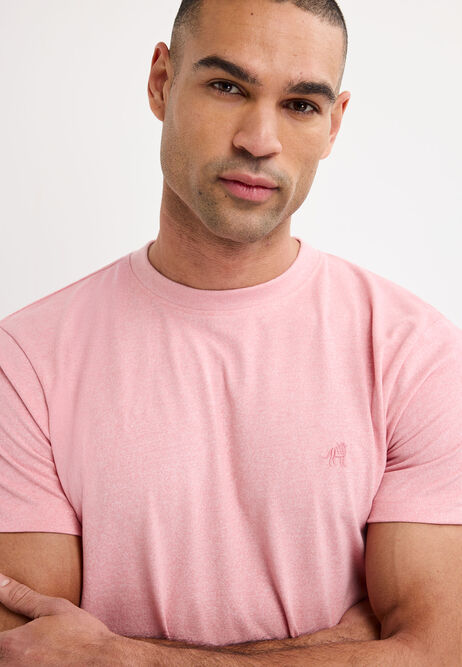 Mens Pink Cotton Blend T-Shirt