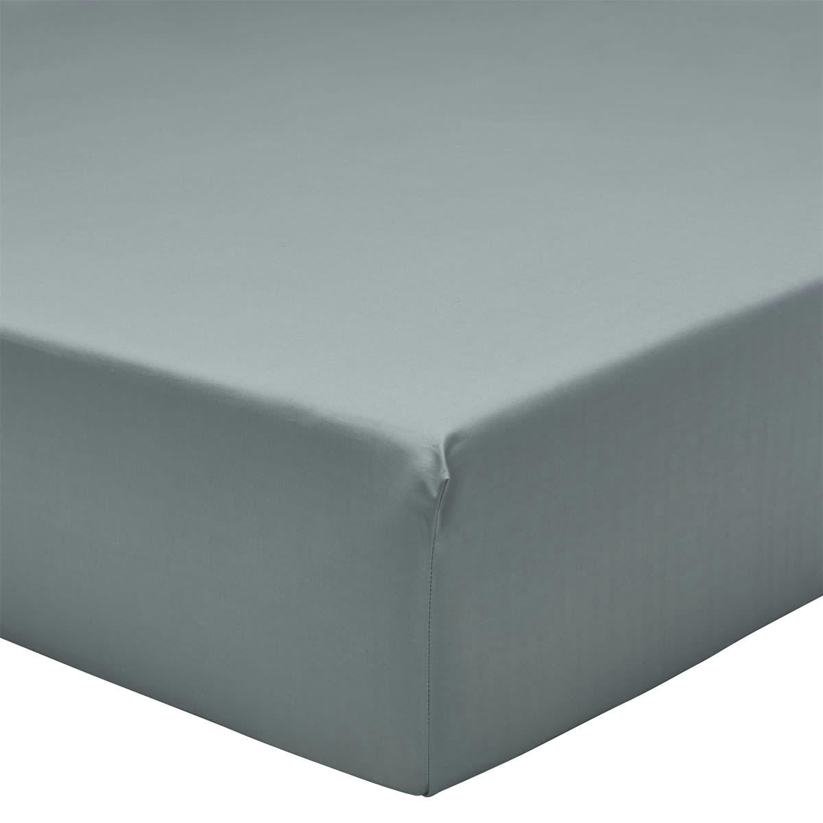 CÉVENNES - Drap housse uni en coton vert d'eau 180x200