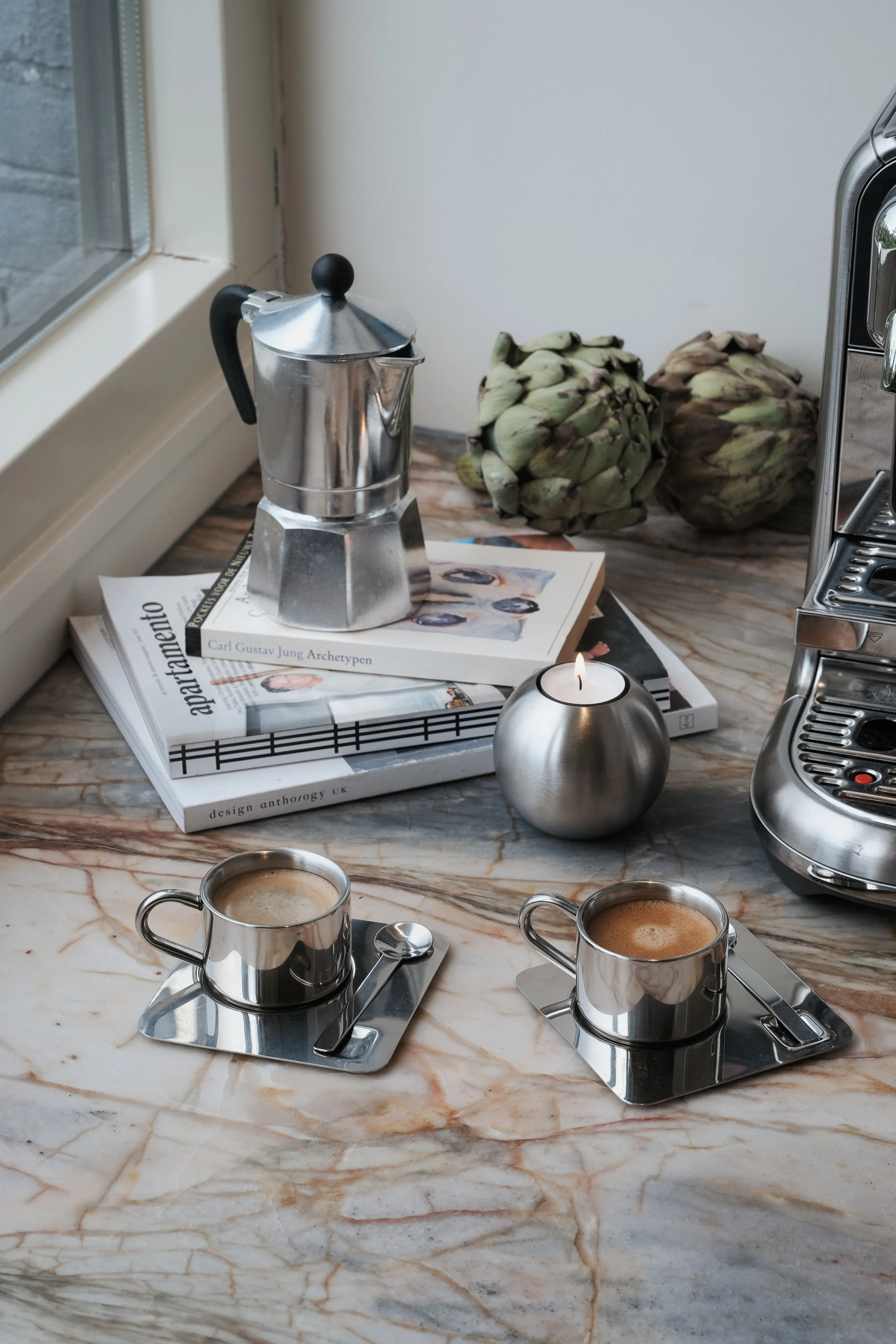 Kaffeeservice-Set Shiloh aus Edelstahl, 3er-Set