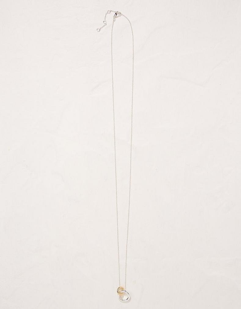 Gold and Silver Disc Pendant Necklace