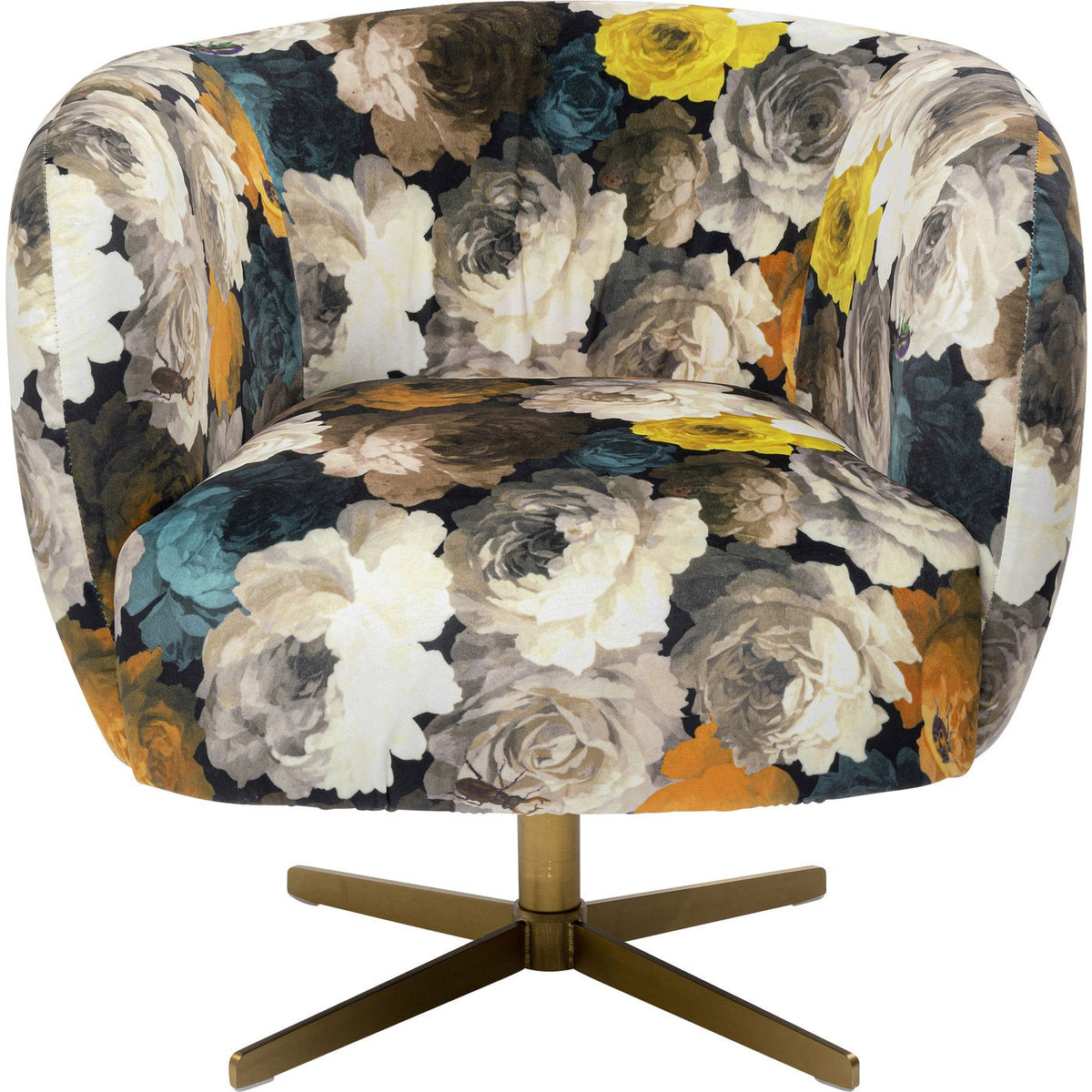 Kare Design Draaifauteuil Pioenen geel