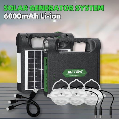 NNETM 6000mAh Portable Solar Generator Kit with LED Lights