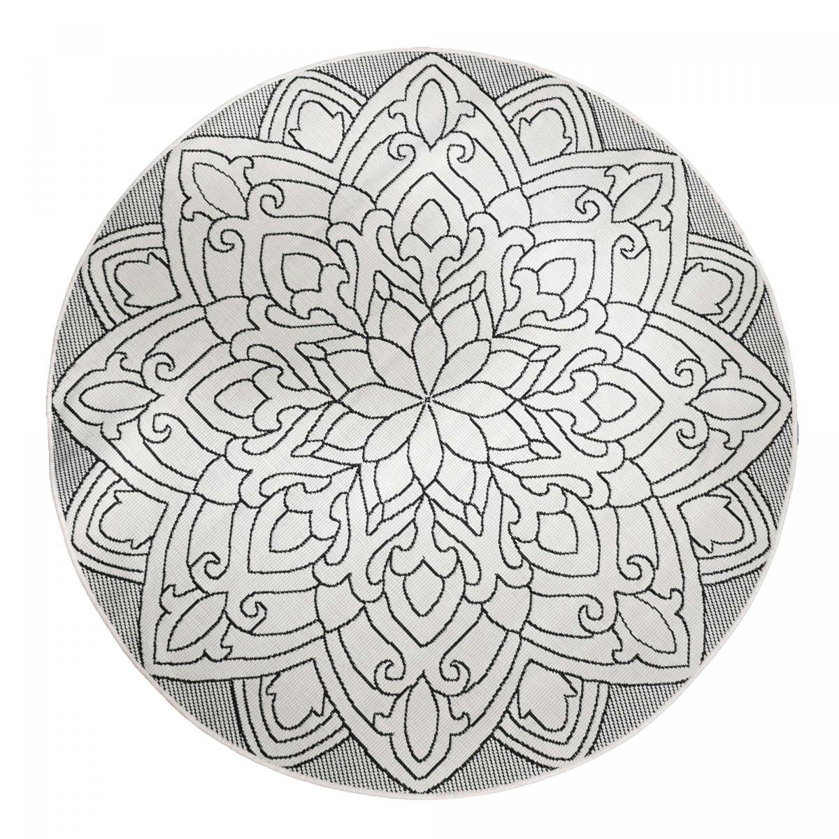 ROSACE REVERSIBLE ROND - Tapis extérieur gris 100x100 rond