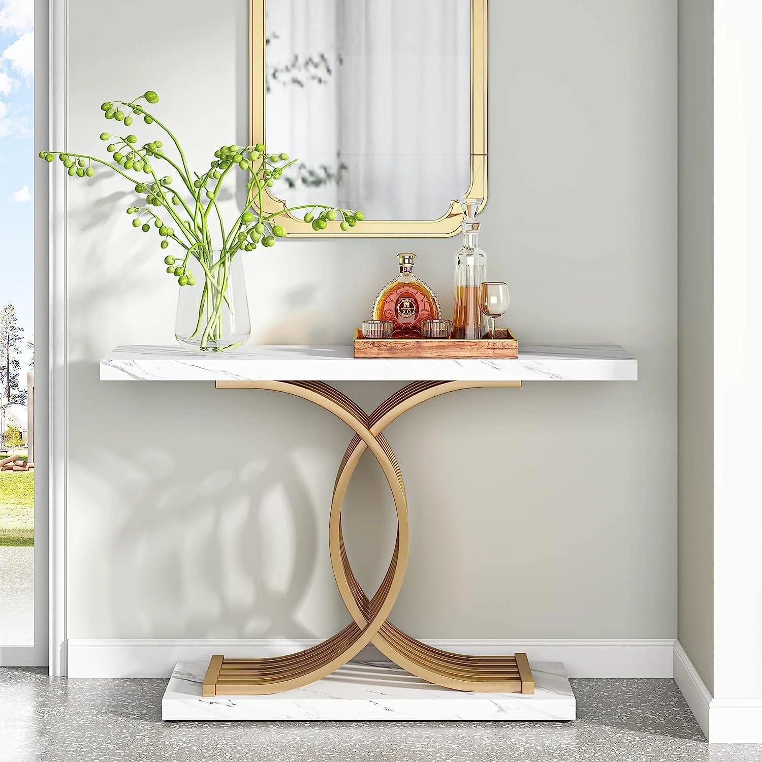 Console Table, Entryway Table with Geometric Legs, Sofa Table - 11.81D x 39.37W x 31.49H