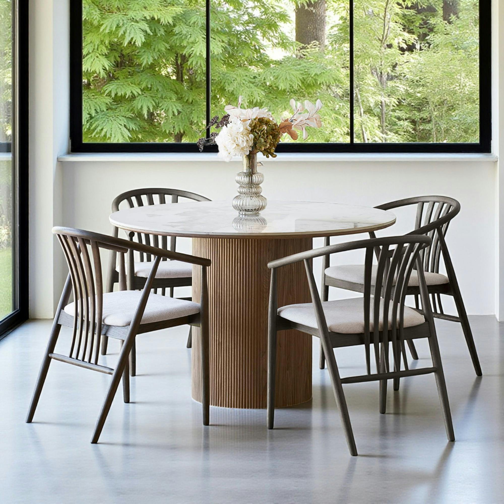 Table à manger ronde en céramique effet marbre Ø120 cm PRATO