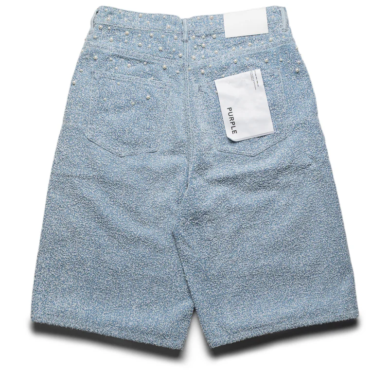 Purple Brand Textured Pearl Denim Shorts - Light Indigo