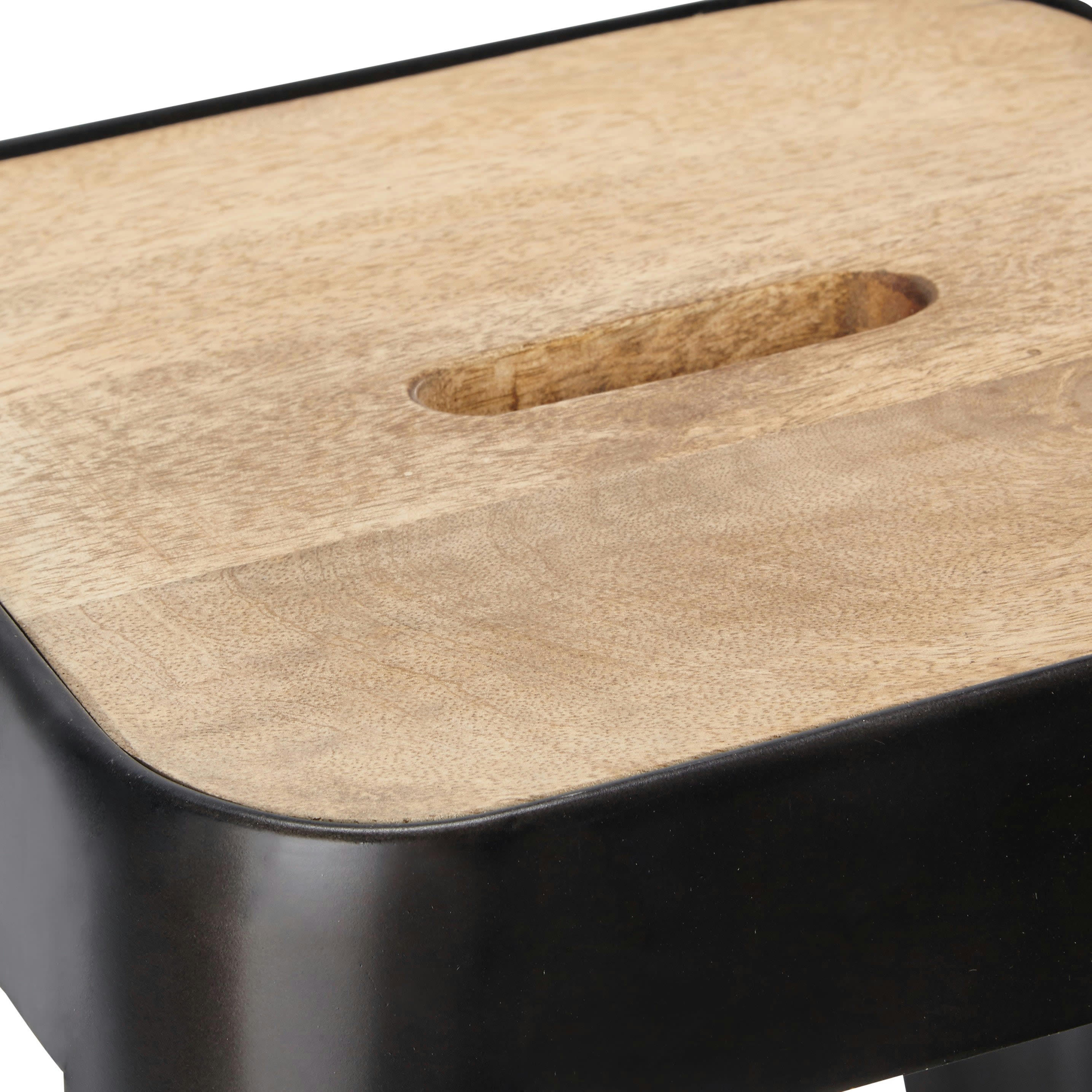 Manufacture Business - Tabourets de bar industriels en bois de manguier et métal noir H79 (x2)