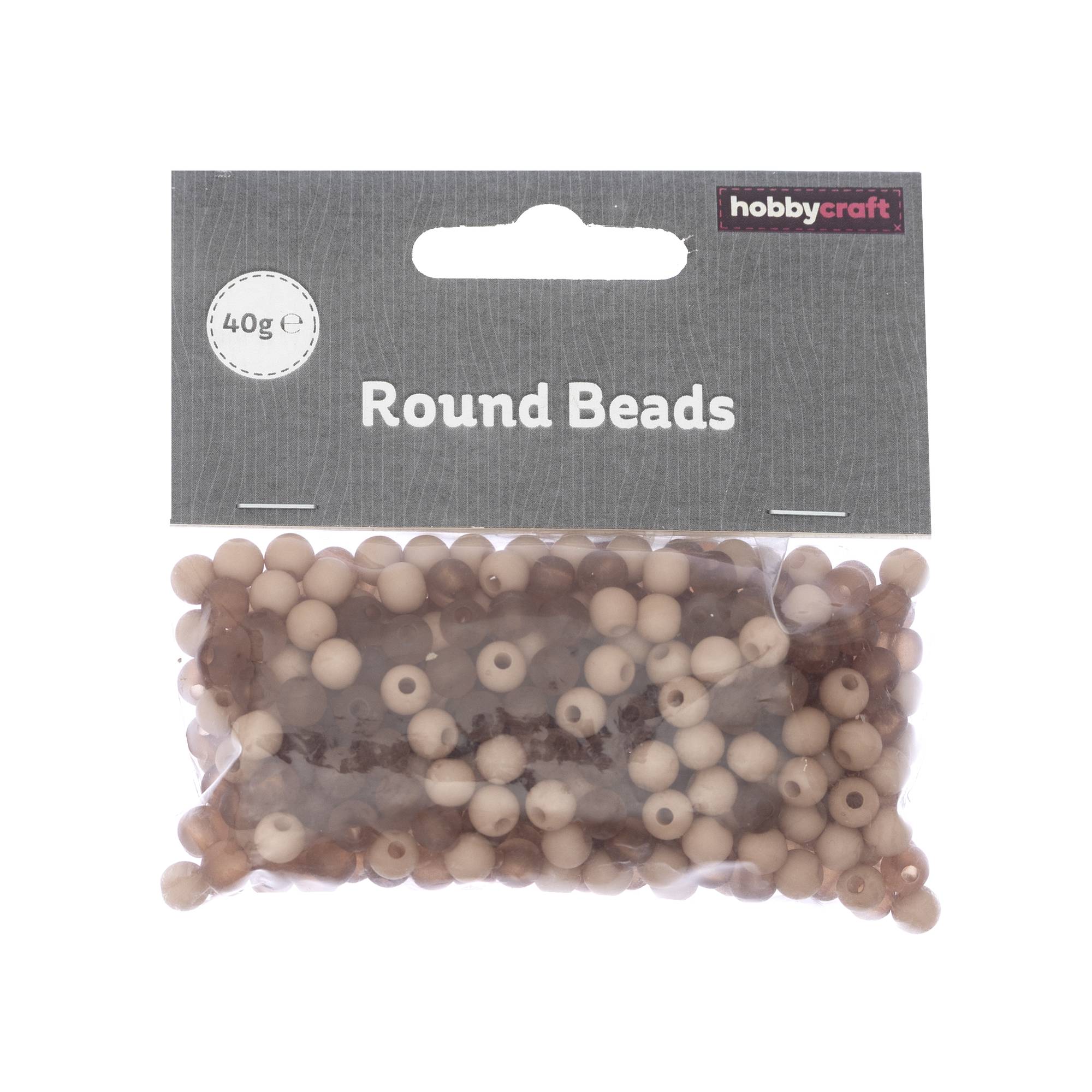 Beige Round Plastic Beads 6mm 40g