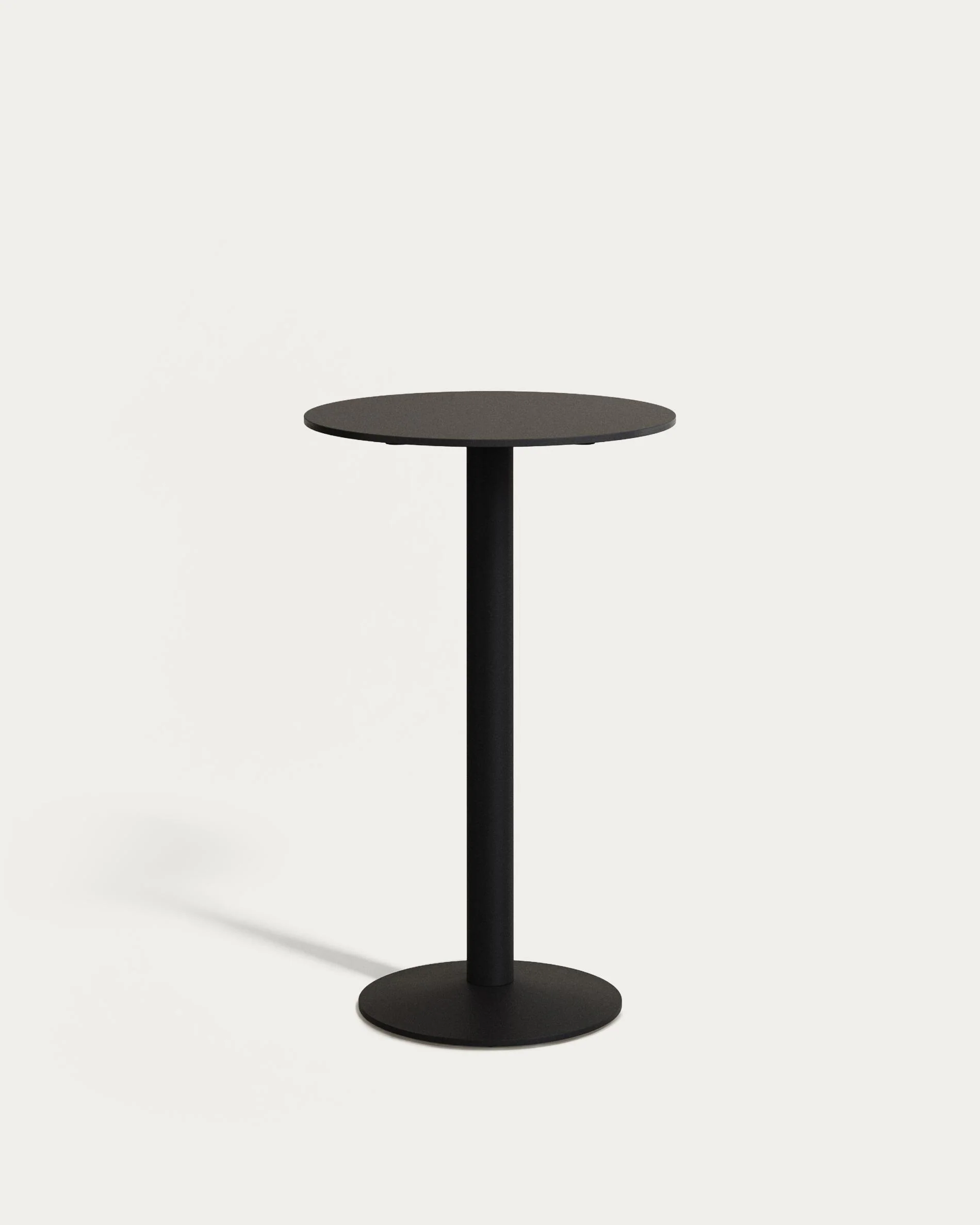 Esilda high round outdoor table in black with metal leg in a painted black finish, Ø 60 x 96 cm