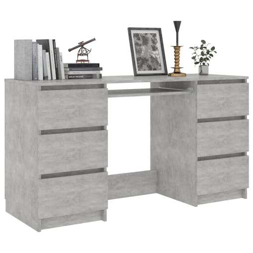 NNEVL Writing Desk Concrete Grey 140x50x77 cm Chipboard
