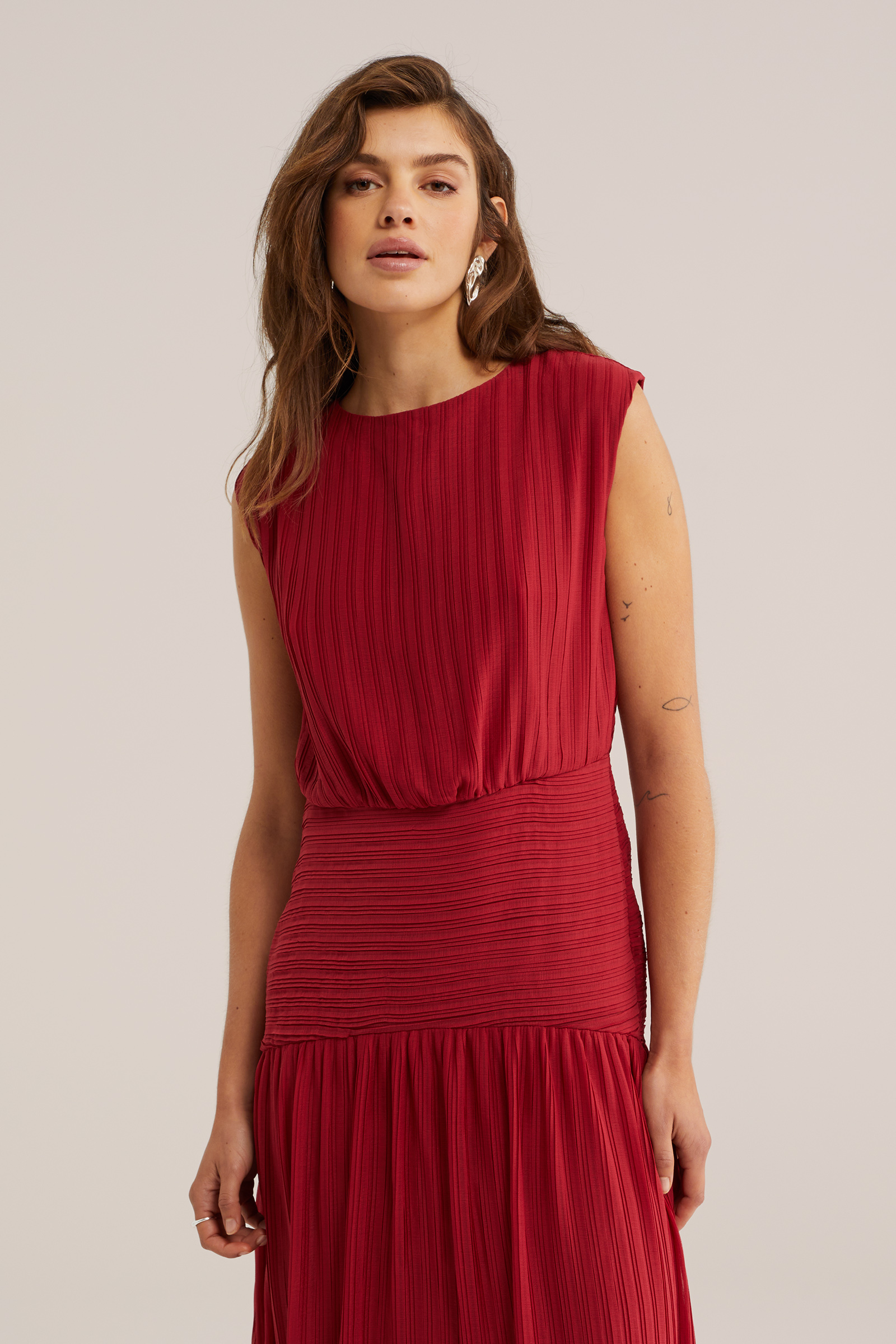 Dames midi jurk met structuur