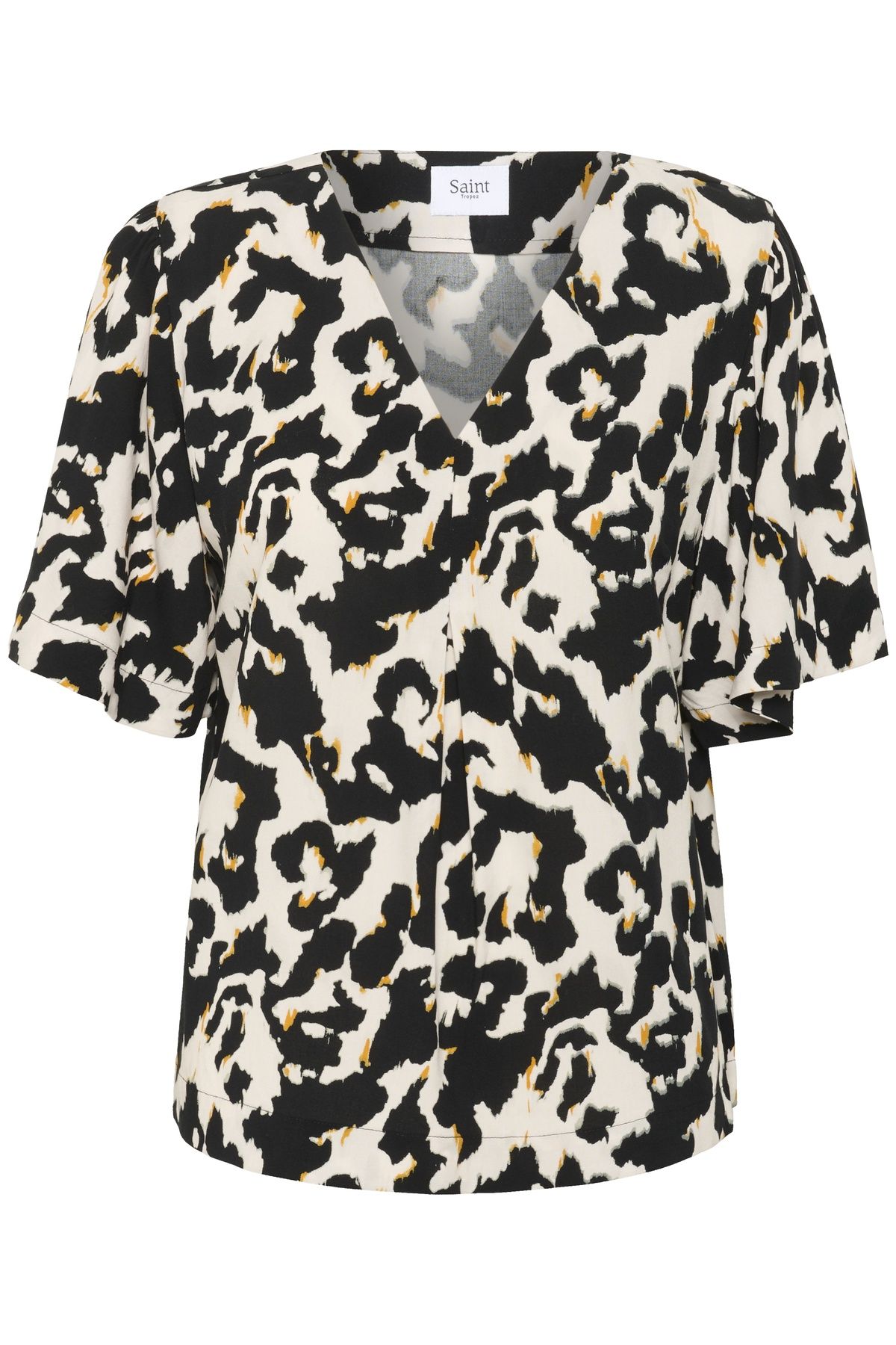 Saint Tropez Marca V-Neck Short Sleeve Blouse