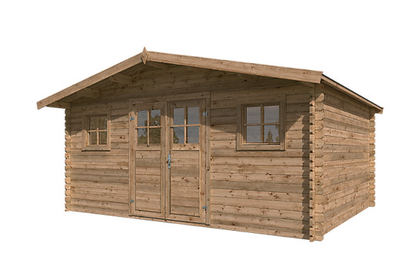 Abri de jardin Taman bois traité autoclave marron ép.34 mm surface totale 20.9m²