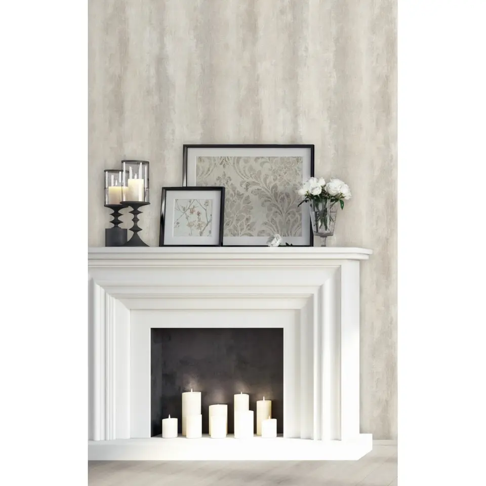 Dutch Wallcoverings - Odyssee uni/streep grijs - 0,53x10,05m