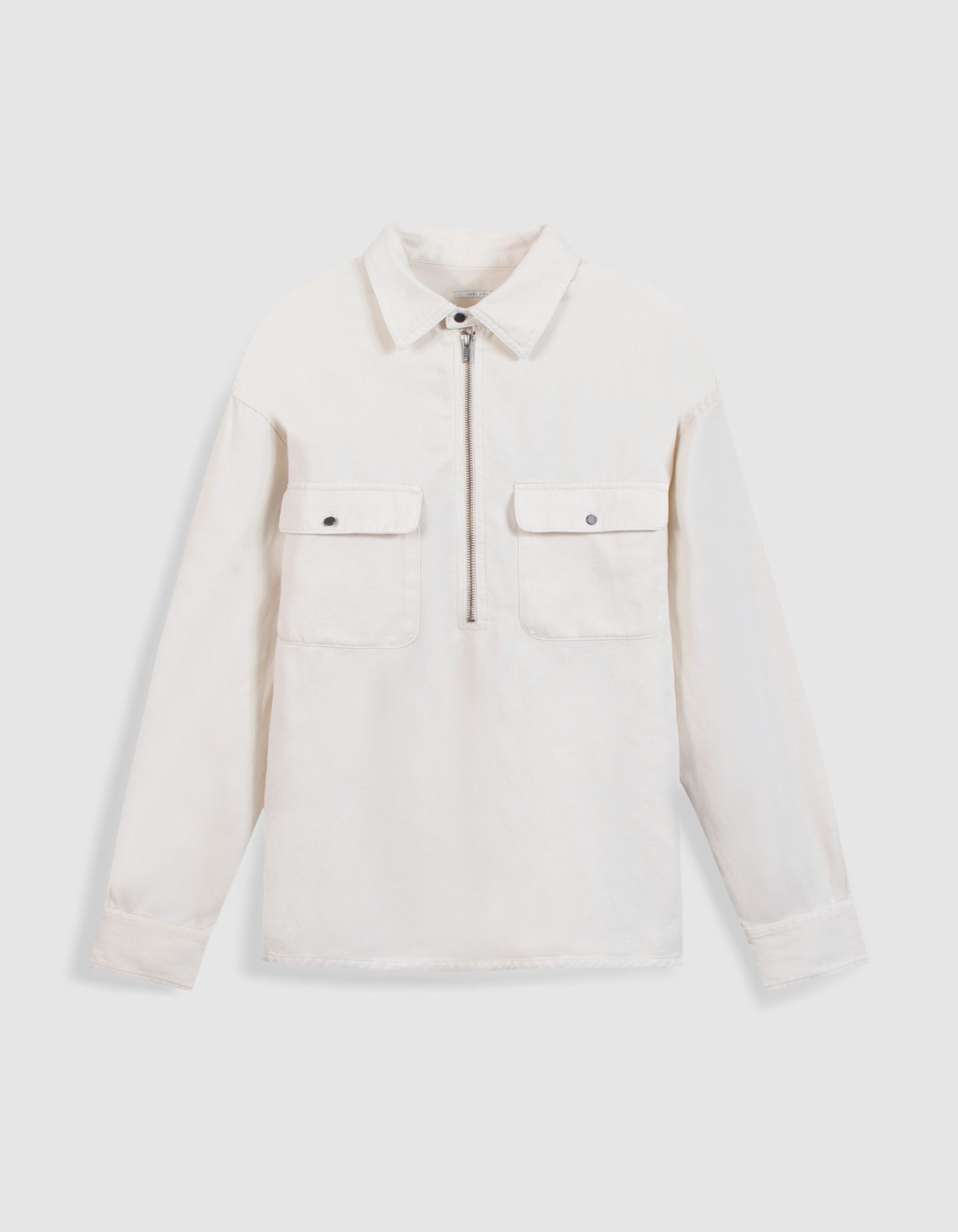 Chemise vareuse loose écrue col zippé Homme