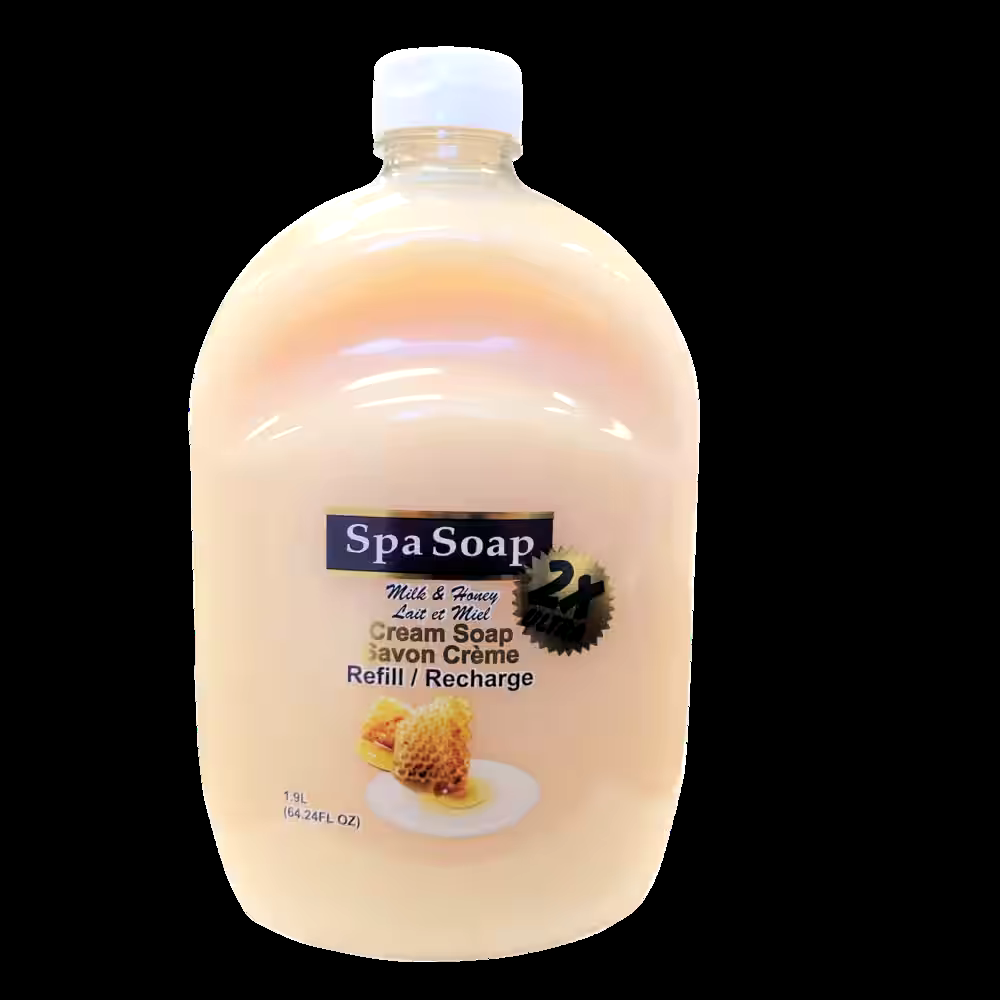 SpaSoap Cream Hand Soap Refill, Milk and Honey Scent, 1.9-L