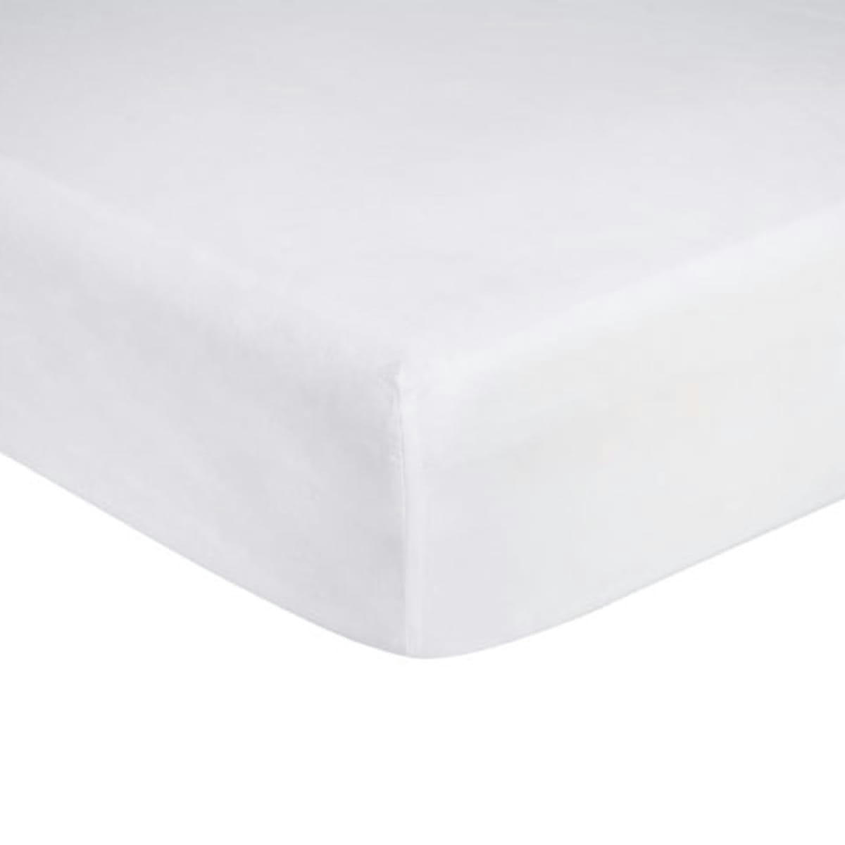 BLANC D'ECUME - Drap housse uni en coton blanc 160x200