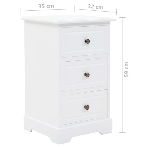 NNEVL Bedside Cabinet MDF and Pinewood 35x32x59 cm