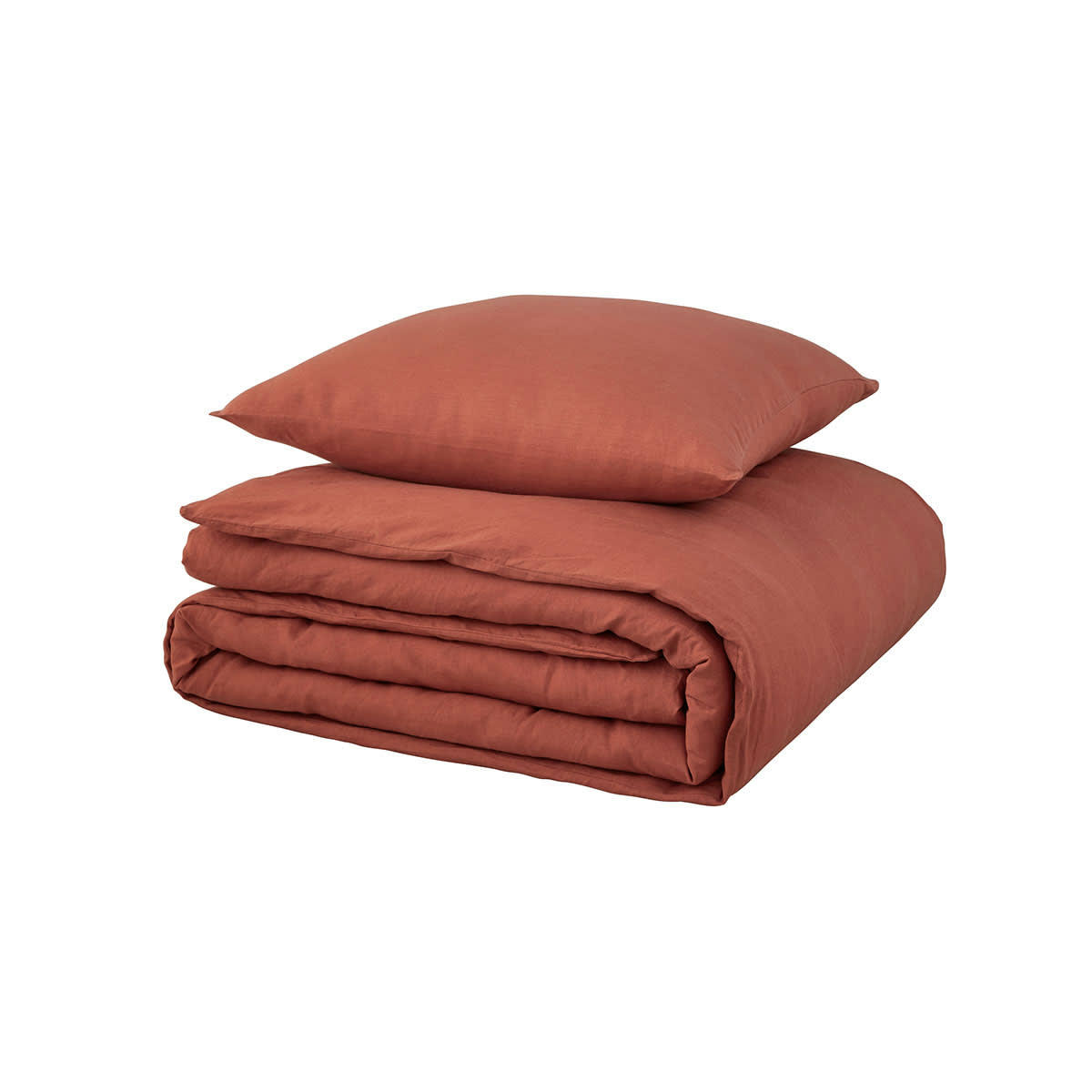 TERRE CUITE - Parure de lit taies carrées en lin terracotta 240x220