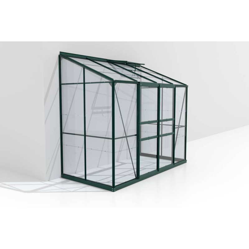 Serre adossée en verre Styx verte 3,3 m² VITAVIA